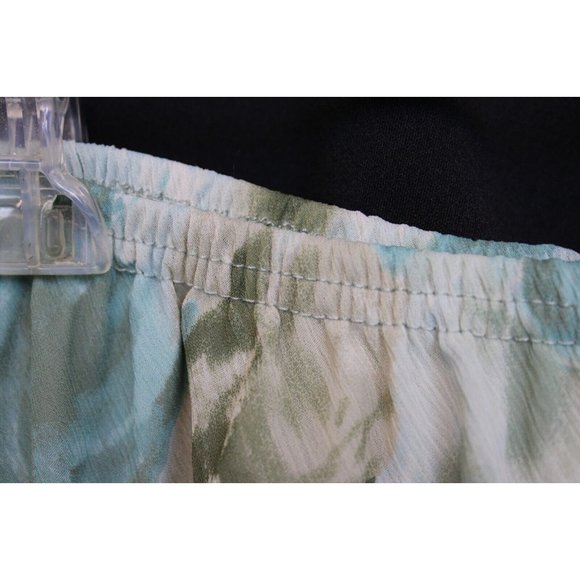 R&M Richards Outfit sz 18 W Teal Floral Shirt Tiered Skirt Spring Assmytrical - Picture 10 of 12
